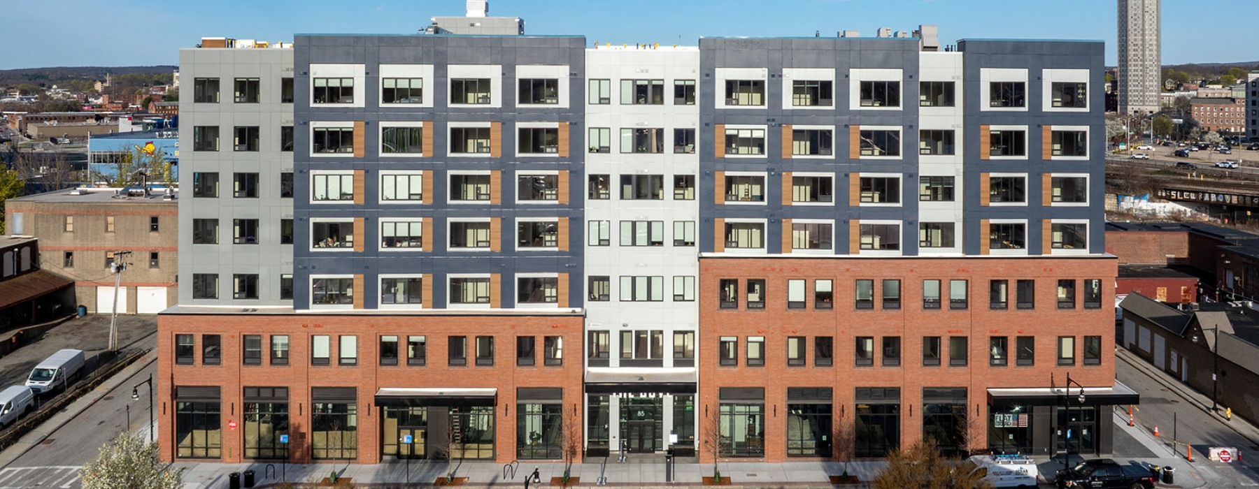 large building in a city environment